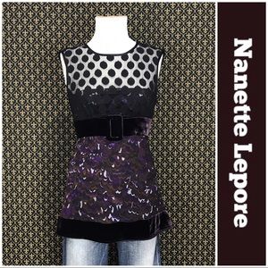 Nanette Lepore Silk & Lace Top